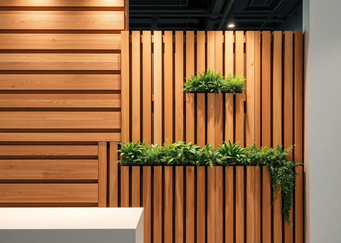 Removable planting trays in the slat wall