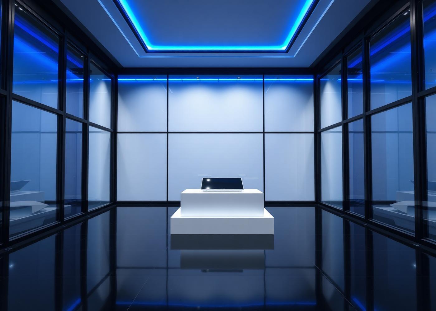 Glazed demo suite with integrated cove lighting
